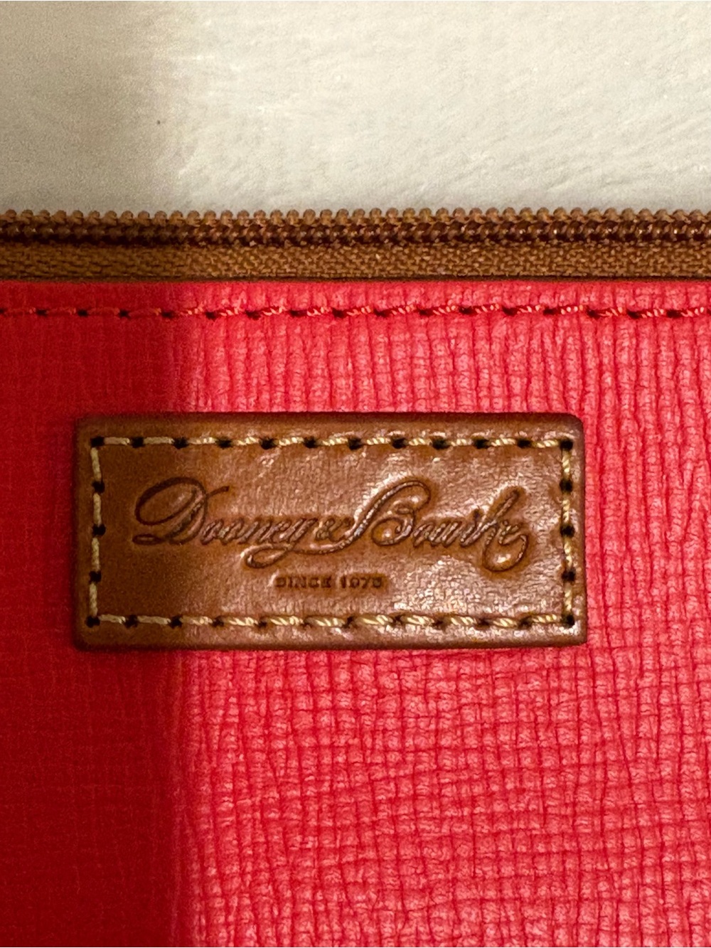 Dooney & Bourke Red Leather Wristlet with Brown Trim - Picture 7 of 11